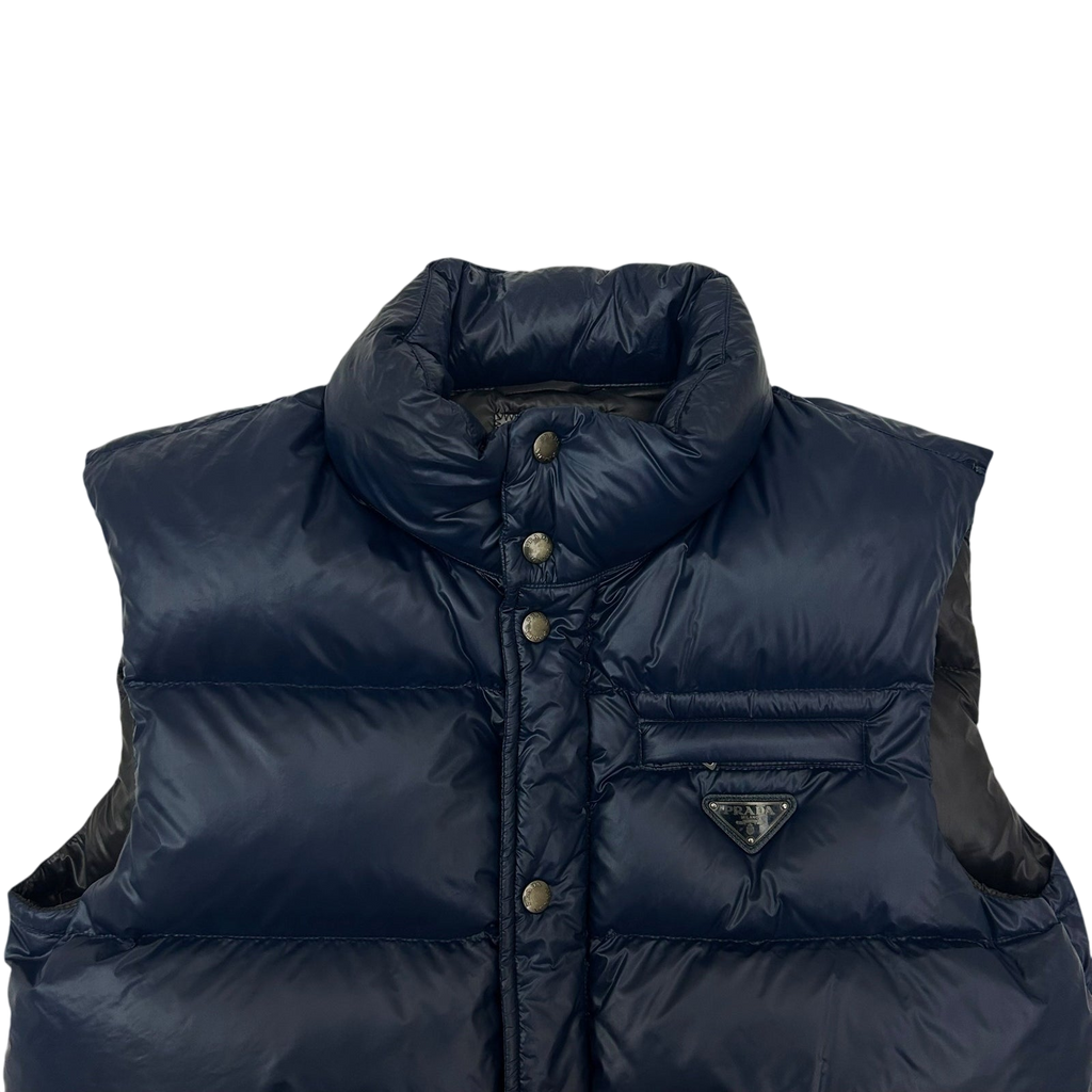 Prada Logo Appliqué Down Gilet Vest Navy (Size M)