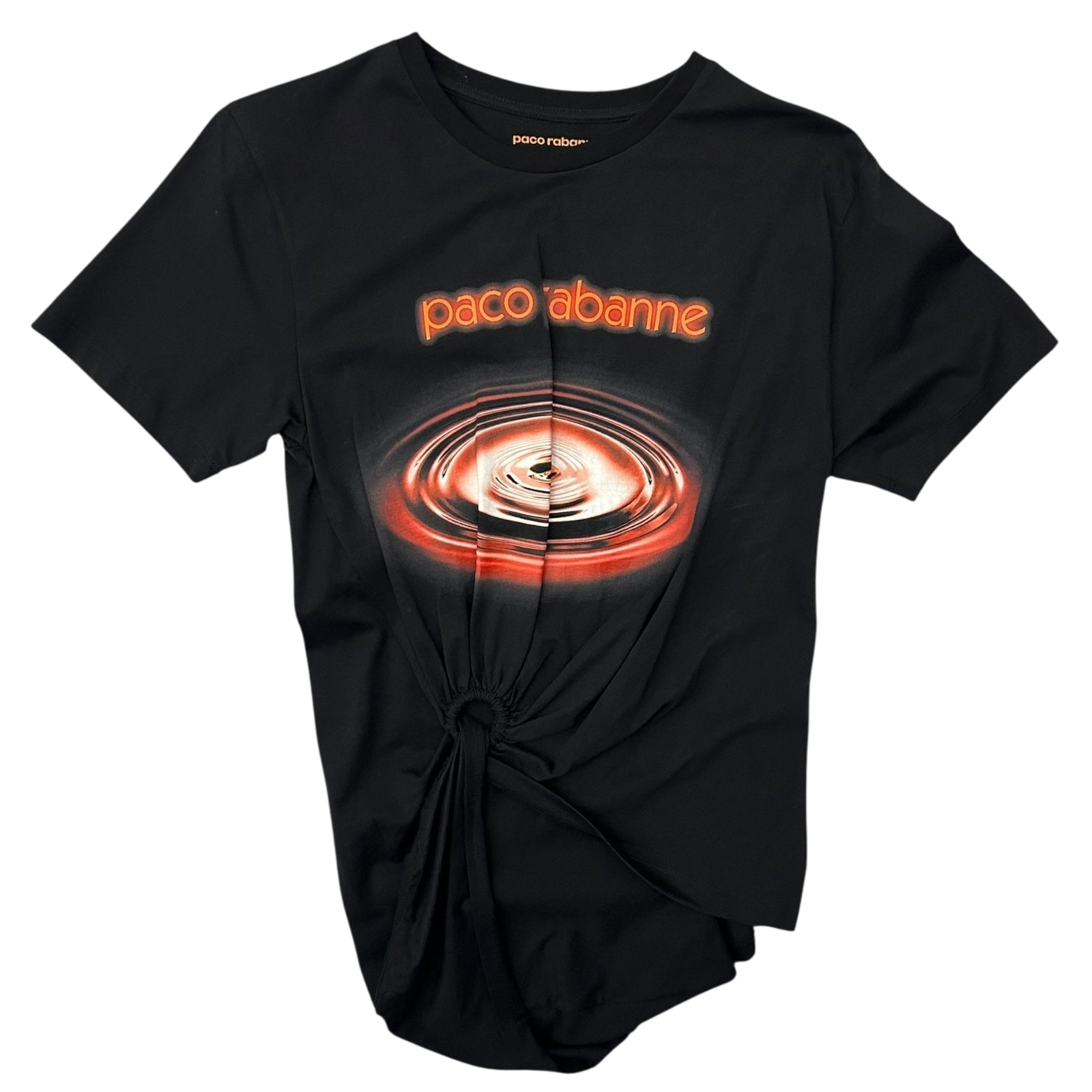 Paco Rabanne Ring Detail Twisted T-Shirt Black (L Womens)