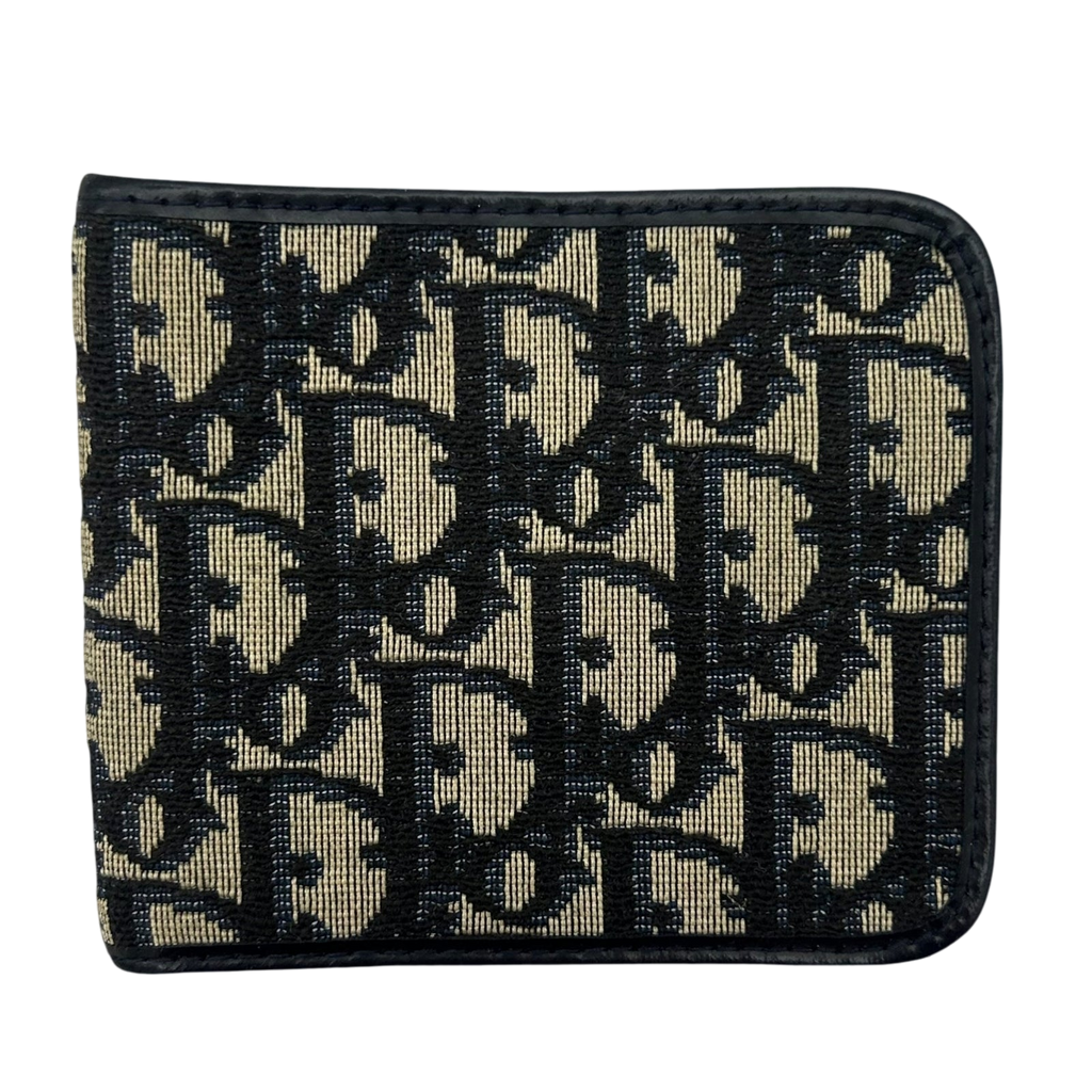 Christian Dior Oblique Trotter Bifold Wallet Navy / Beige