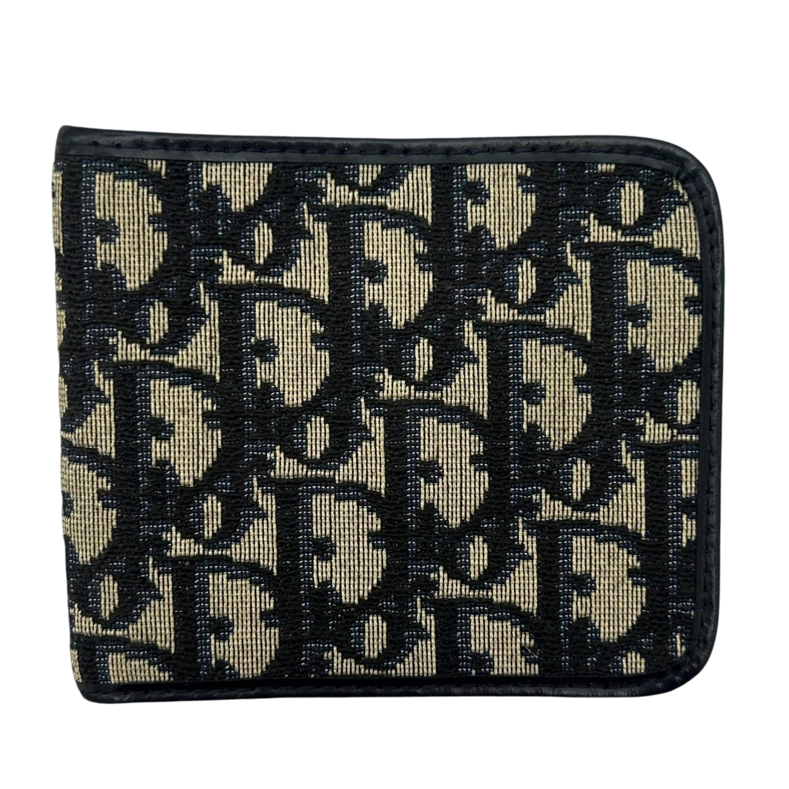 Christian Dior Oblique Trotter Bifold Wallet Navy / Beige