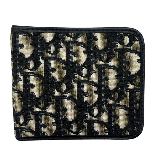 Christian Dior Oblique Trotter Bifold Wallet Navy / Beige