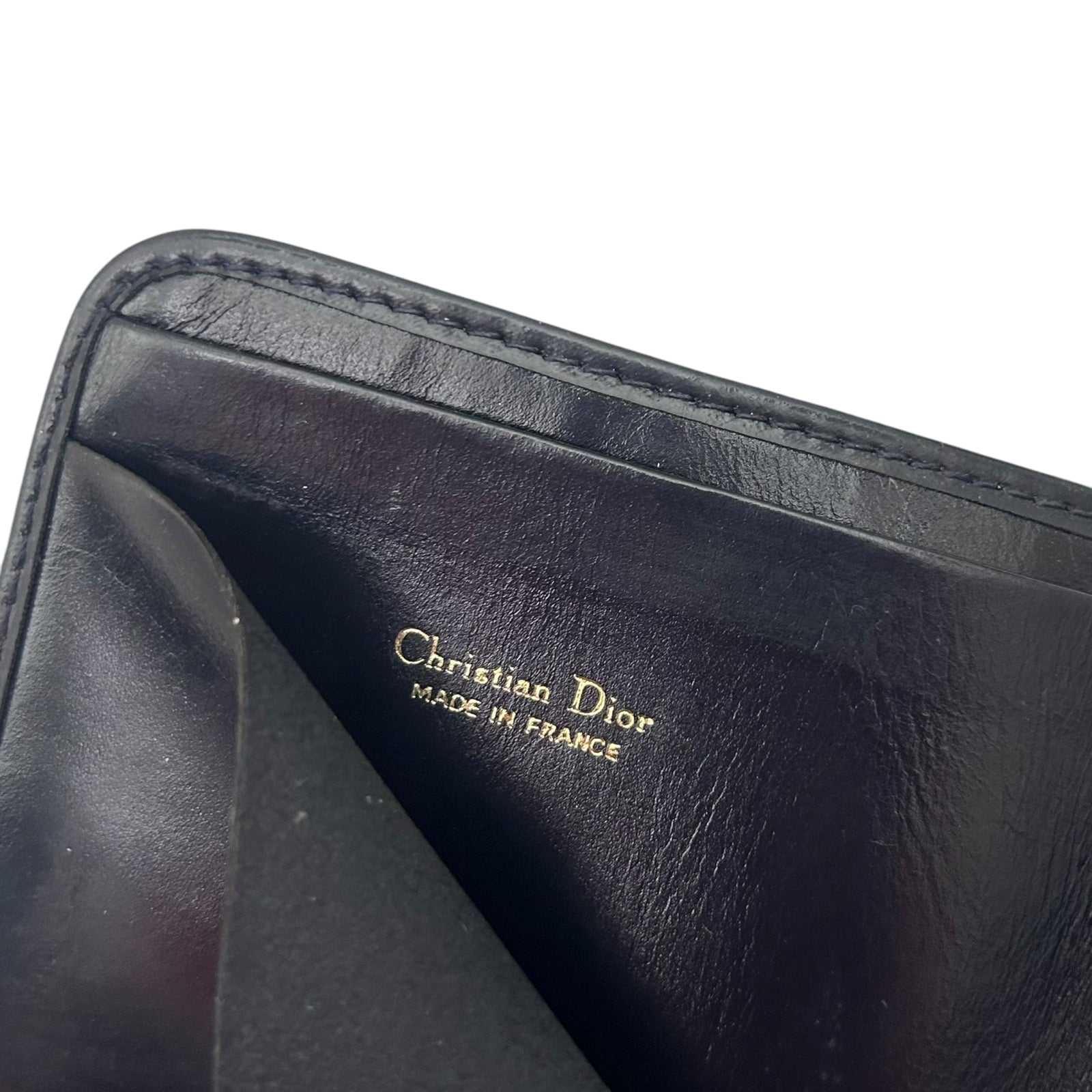 Christian Dior Oblique Trotter Bifold Wallet Navy / Beige