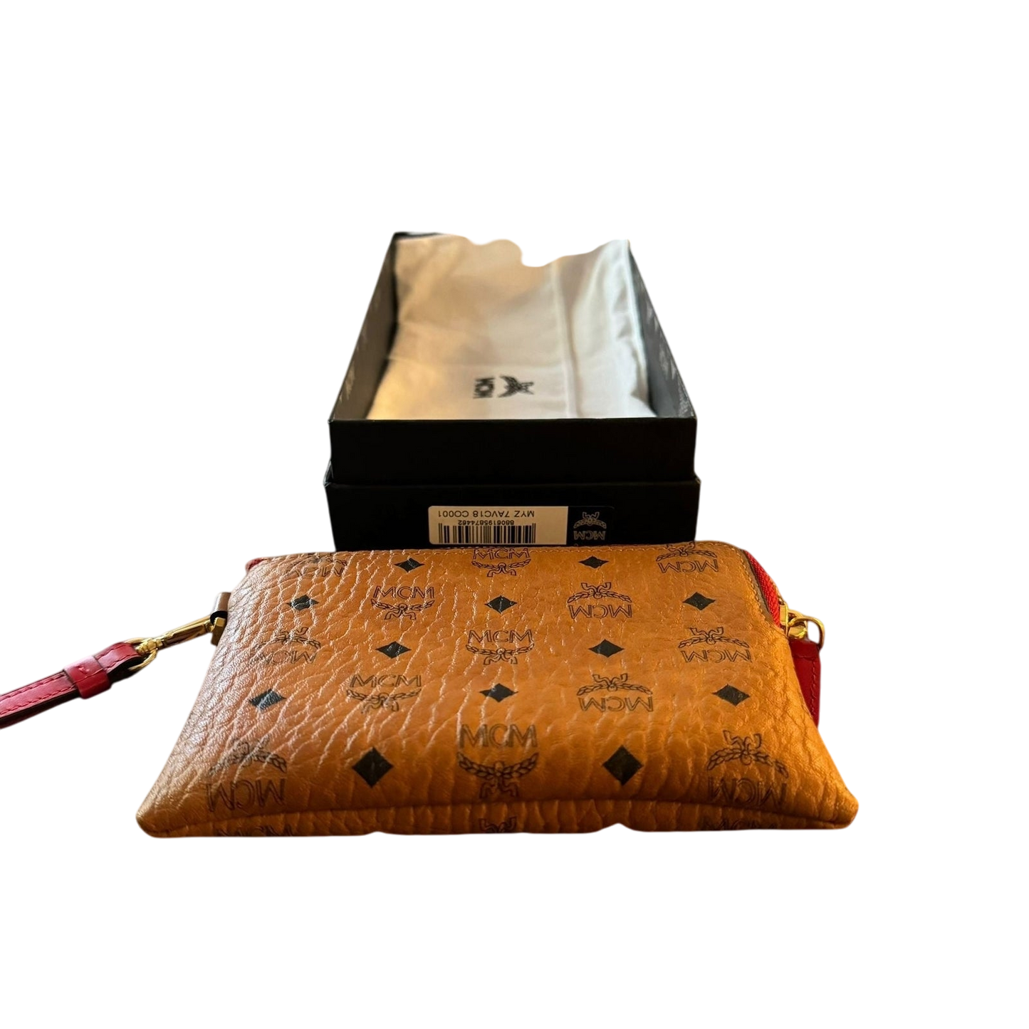 MCM Visetos Pattern Tan Leather Pouch / Wallet
