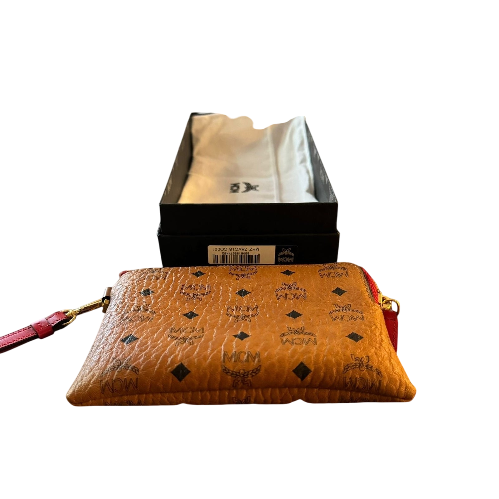 MCM Visetos Pattern Tan Leather Pouch / Wallet