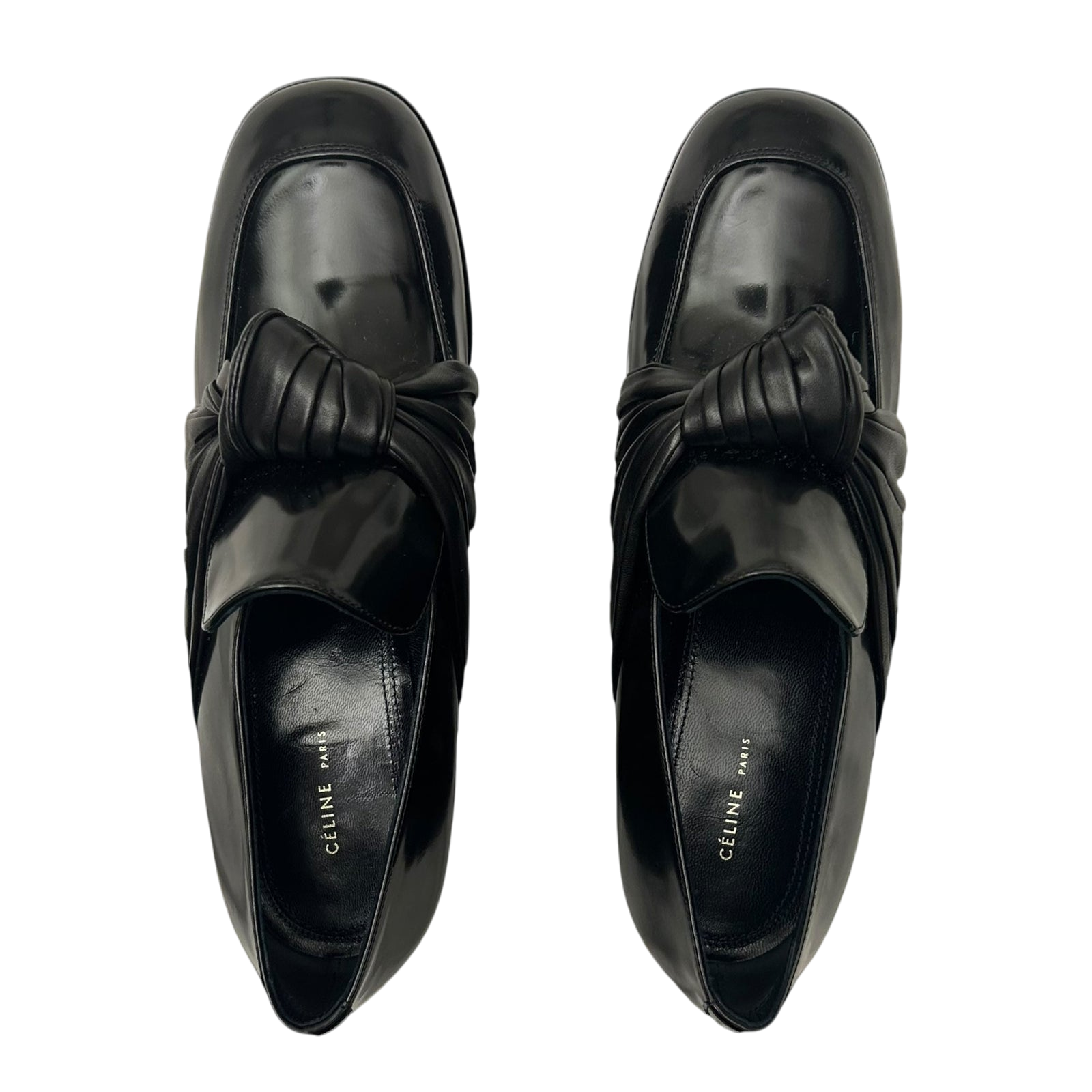 SS16 Celine by Phoebe Philo Twisted Bow Leather Platform Wedges (Size EU37)