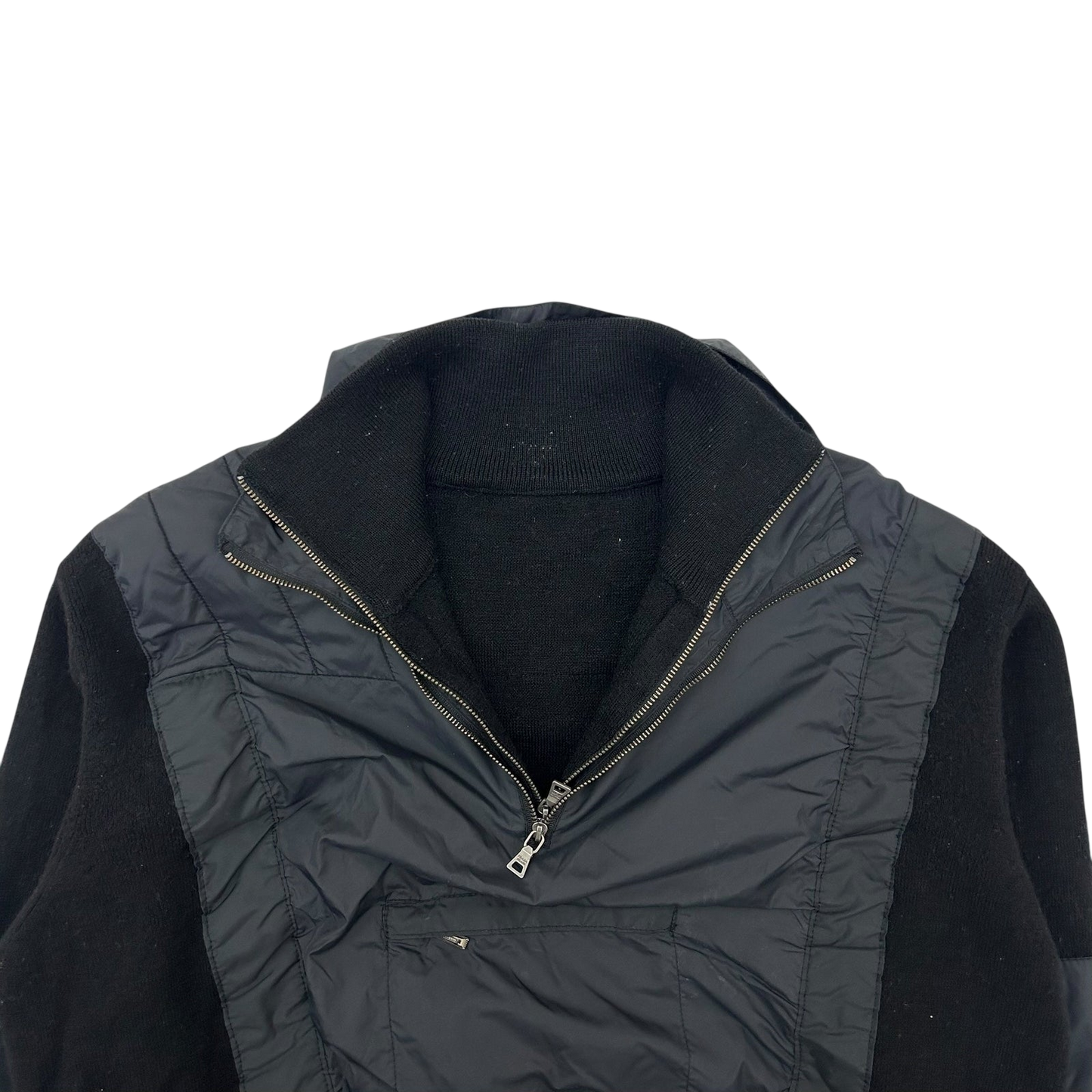 Vintage Prada Sport Layered Wool Nylon Zip Knit Sweater (Fits M)