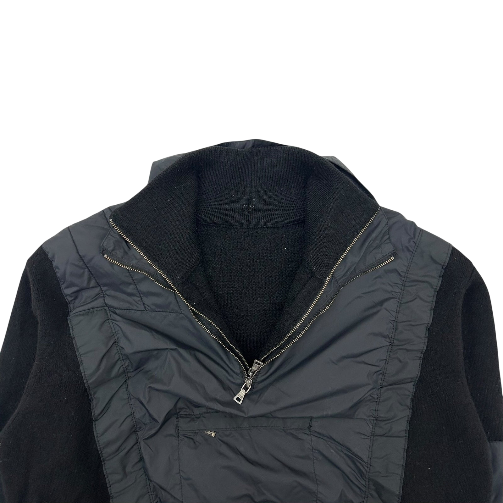 Vintage Prada Sport Layered Wool Nylon Zip Knit Sweater (Fits M)