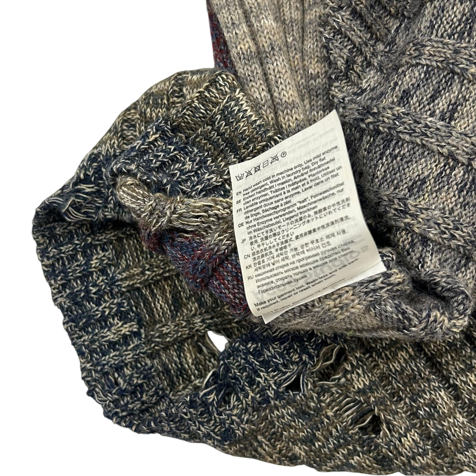 Acne Studios Karlos Distressed Melange Knit Sweater (Fits L-XL)