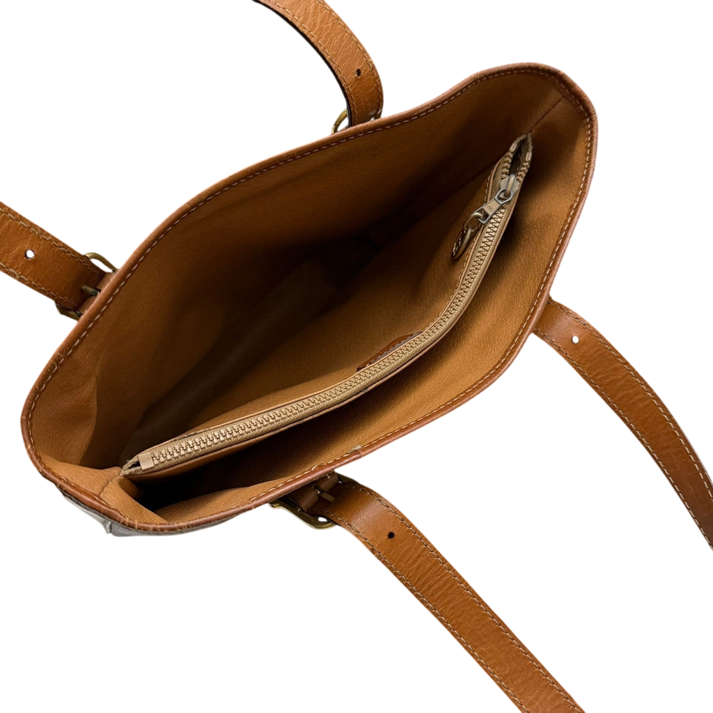 Céline 2008 Macadam Coated Canvas Monogram Tote Bag Brown