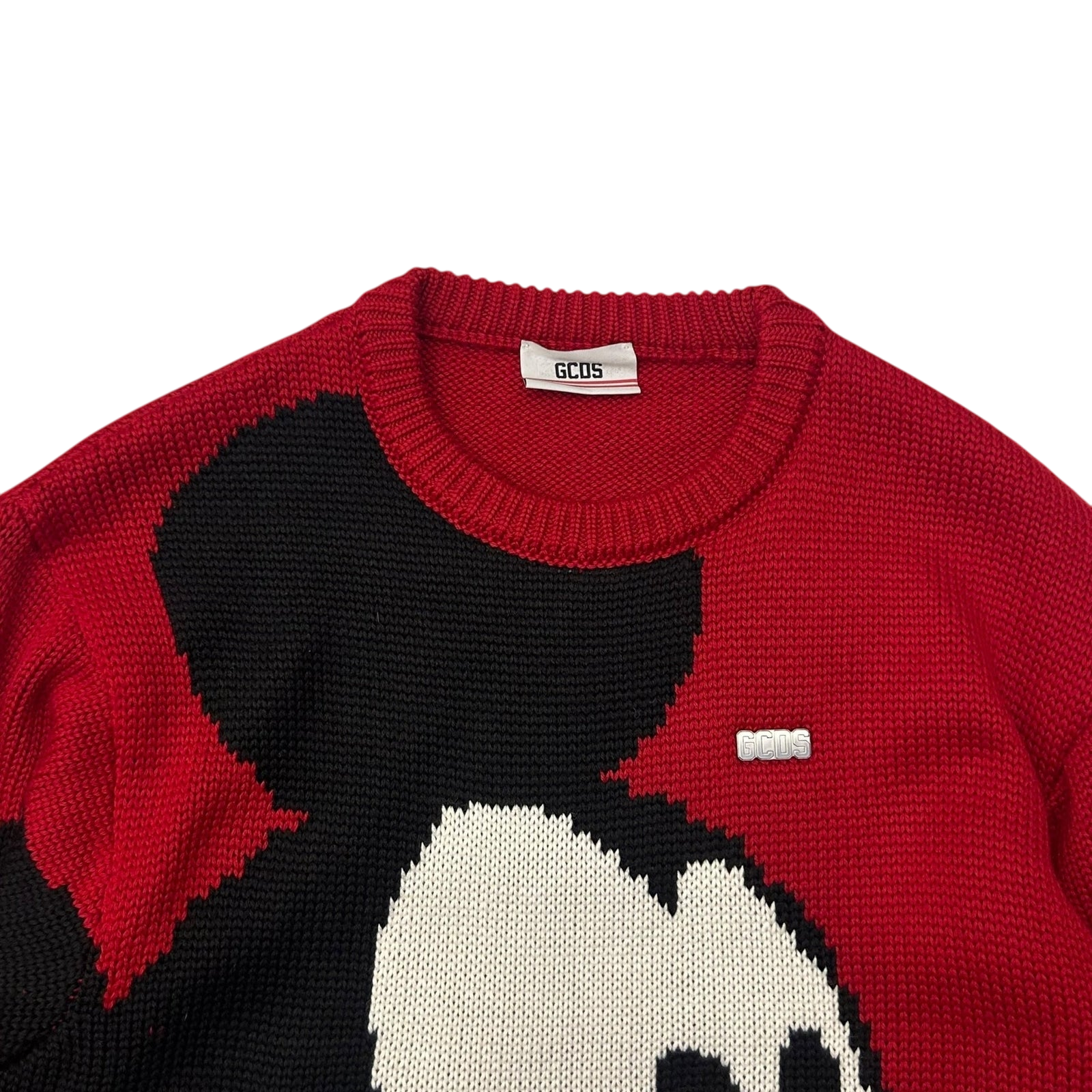 GCDS x Mickey Mouse Wool Blend Knit Sweater Red (Fits M-L Women)