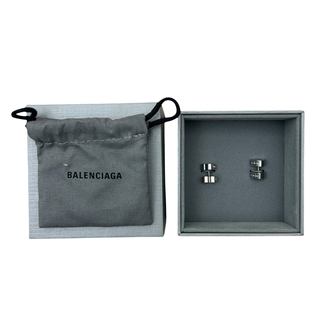 Balenciaga Logo-Engraved Heart Earrings 925 Silver