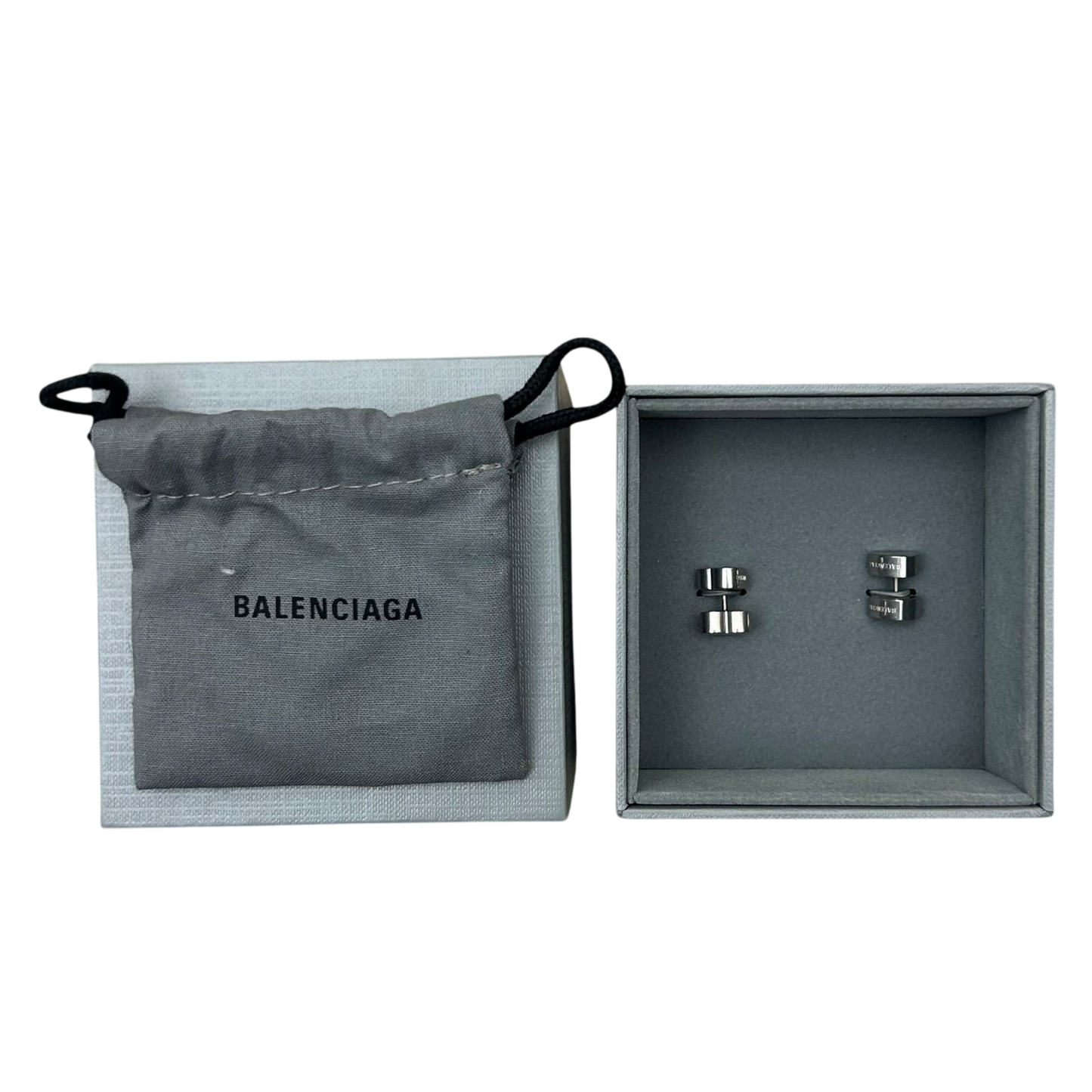 Balenciaga Logo-Engraved Heart Earrings 925 Silver