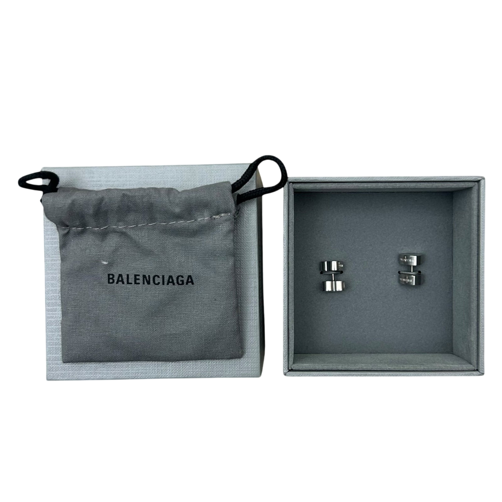 Balenciaga Logo-Engraved Heart Earrings 925 Silver