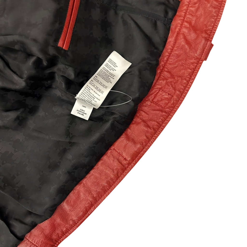 Karl Lagerfeld Goat Leather Biker Jacket Red (Fits M Womens)