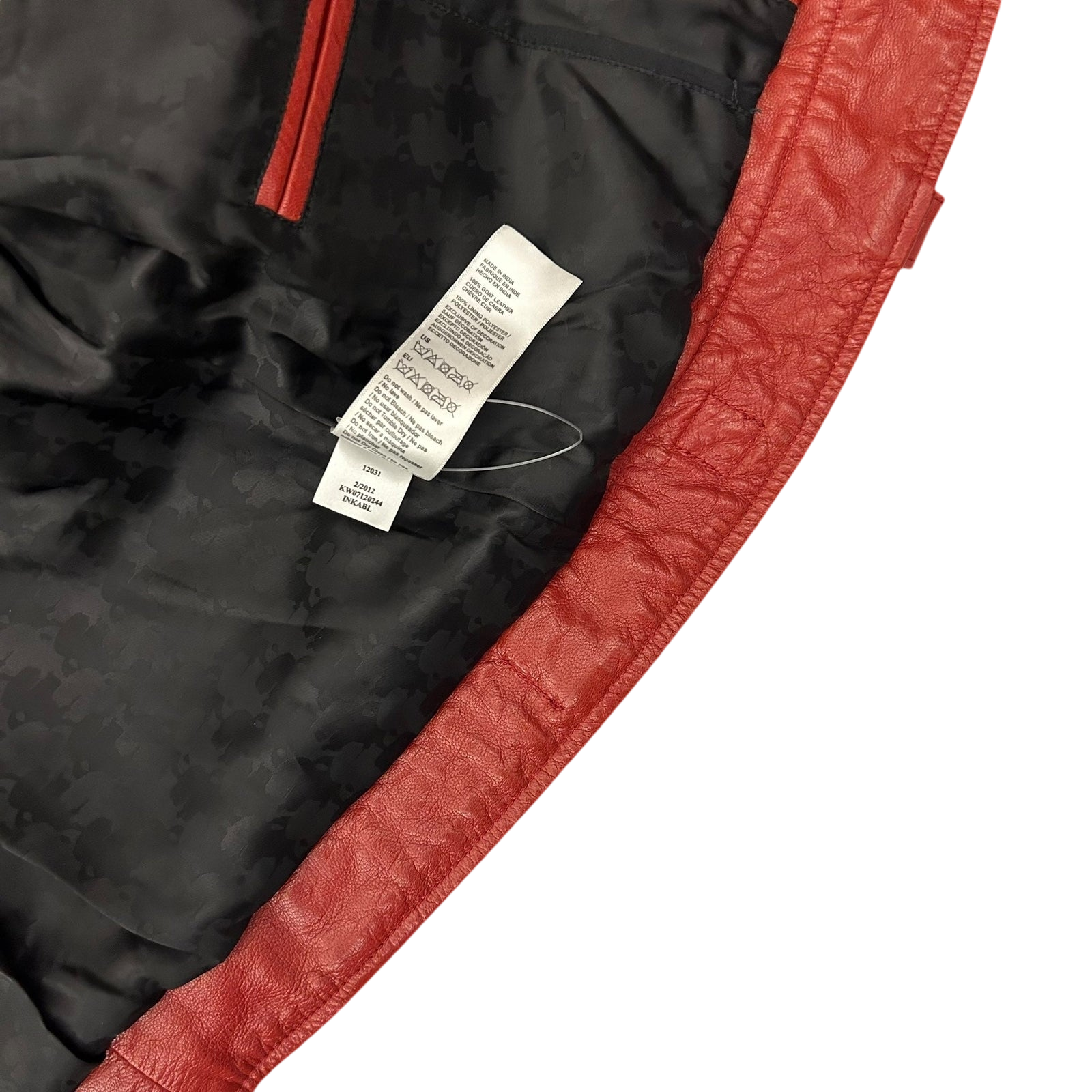 Karl Lagerfeld Goat Leather Biker Jacket Red (Fits M Womens)