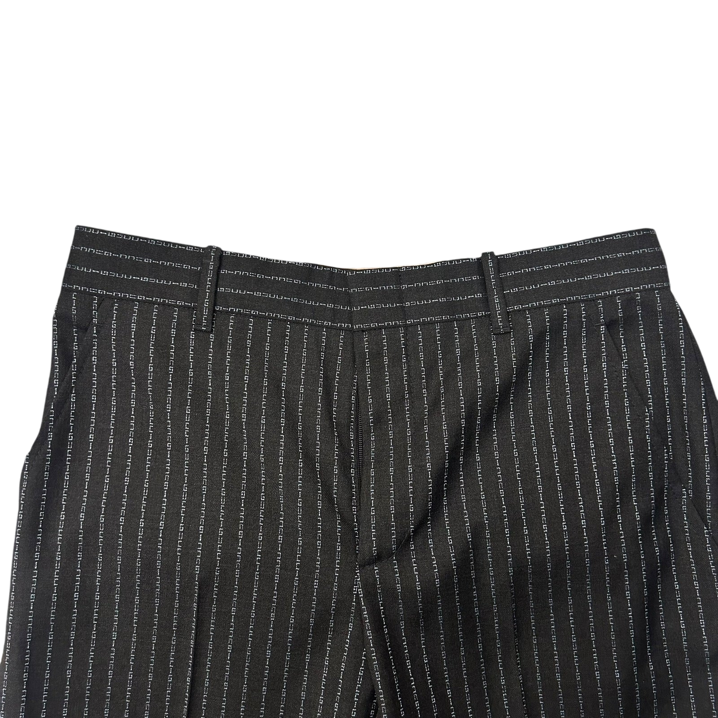 Gucci Logo Pinstriped Boot Cut Wool Pants Grey / Black (Fits 29”)
