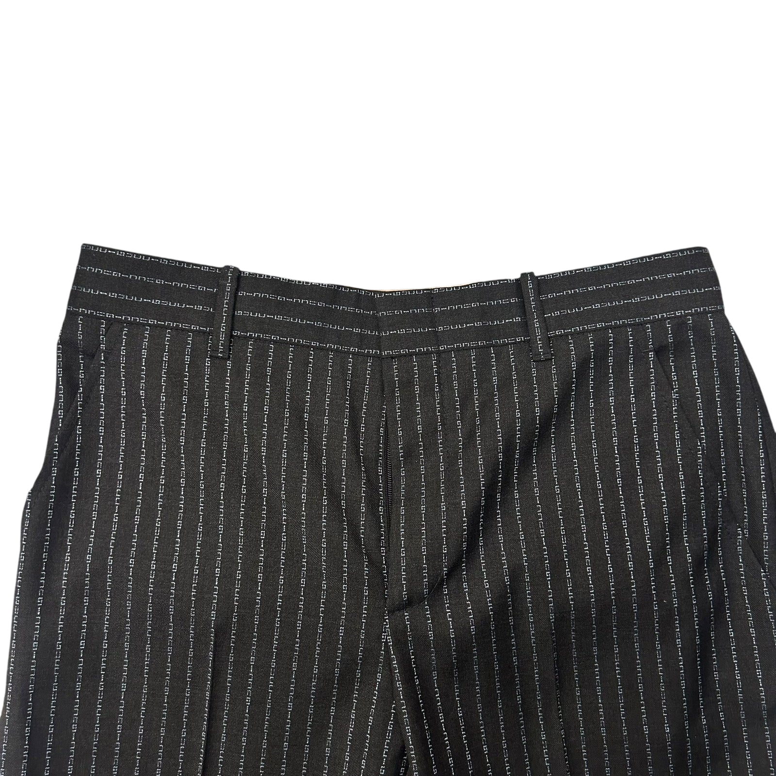 Gucci Logo Pinstriped Boot Cut Wool Pants Grey / Black (Fits 29”)