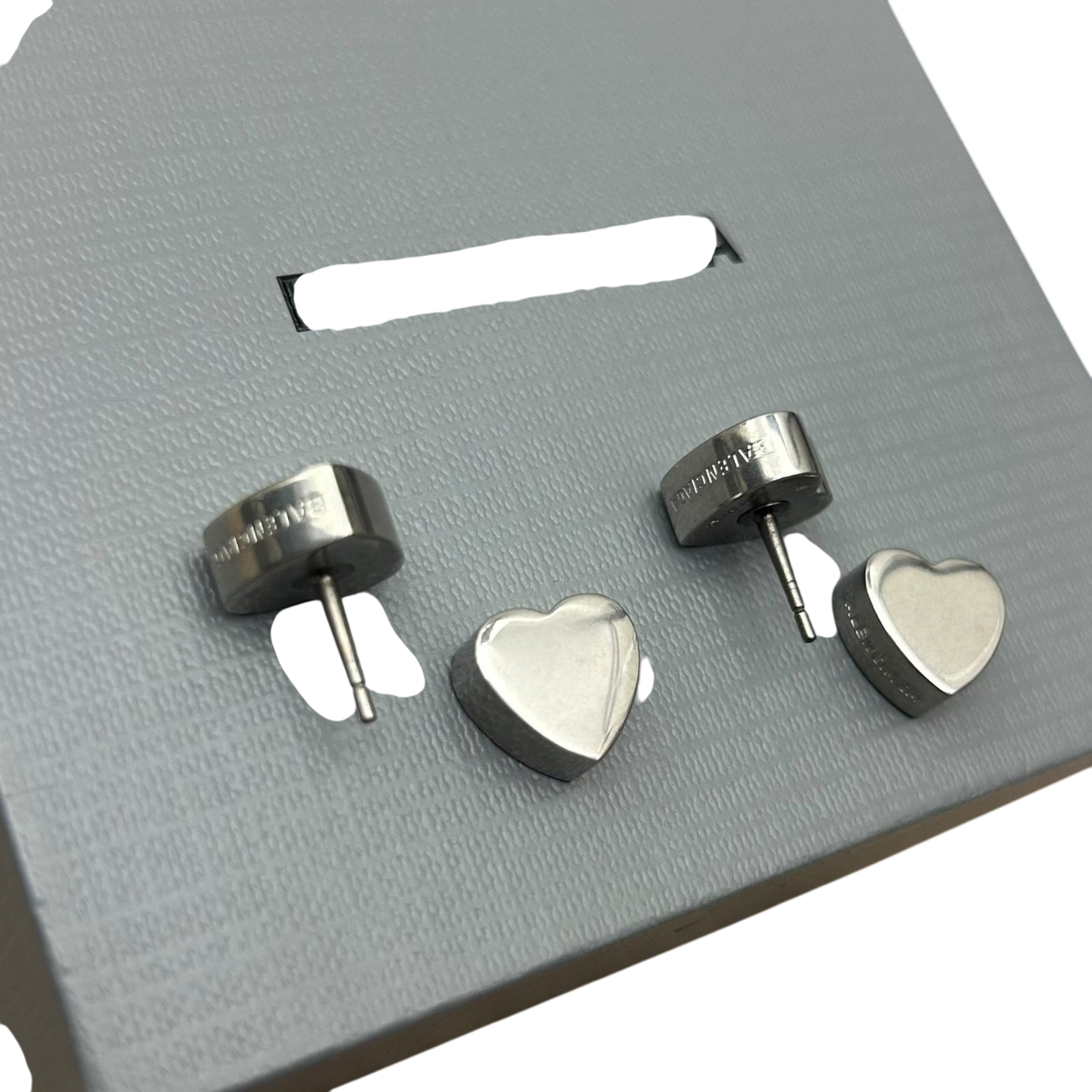 Balenciaga Logo-Engraved Heart Earrings 925 Silver