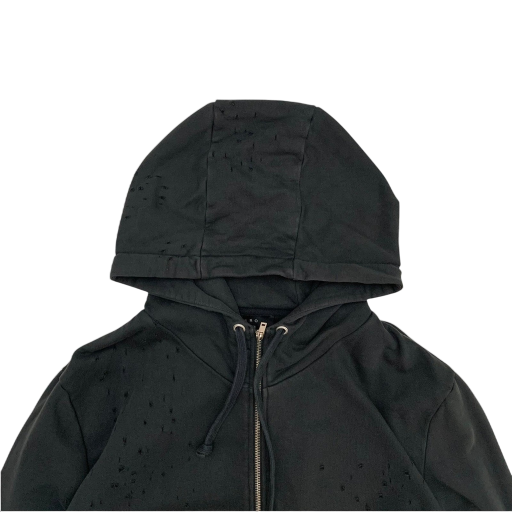 IRO Laslo Distressed Zip Up Hoodie Black (Fits L-XL)