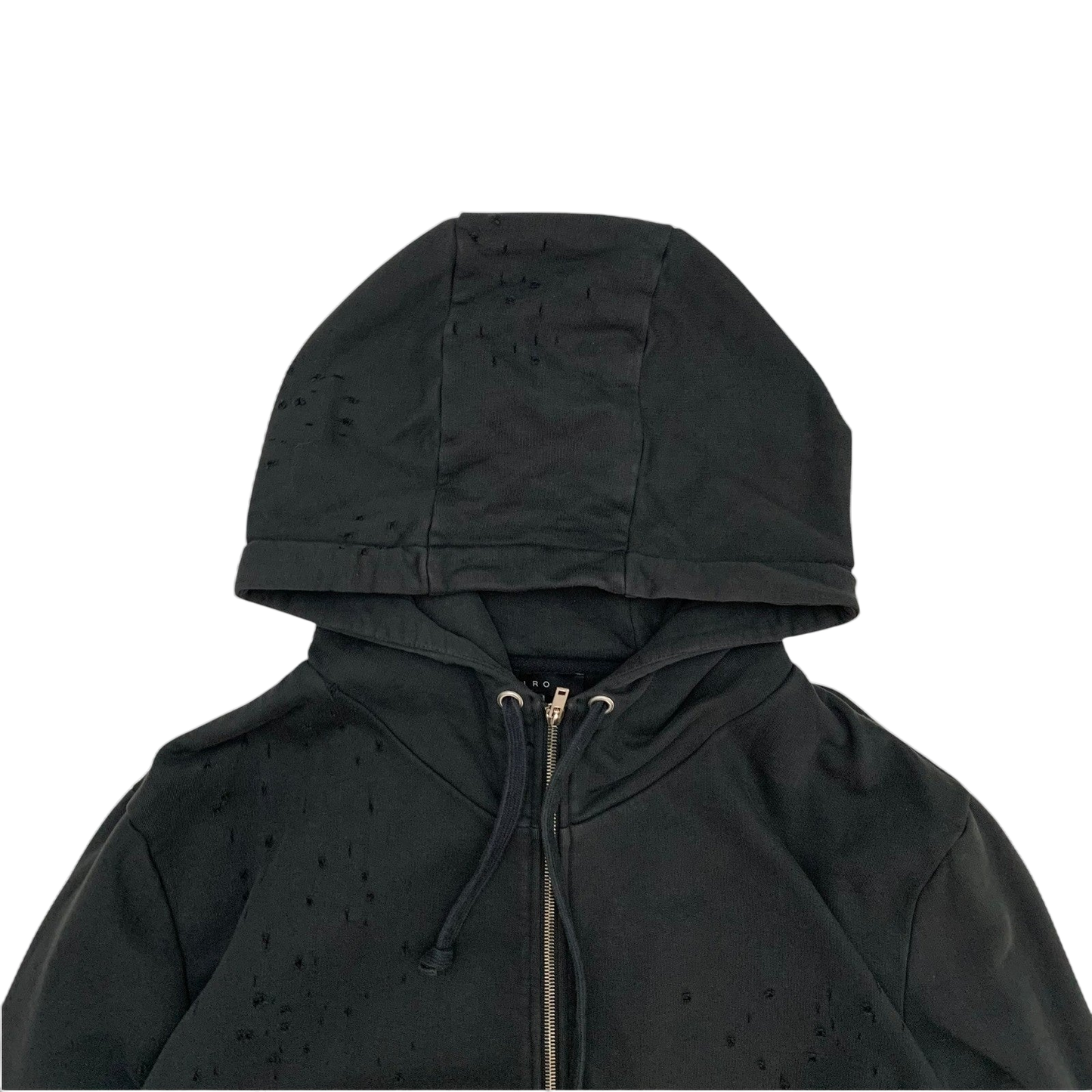 IRO Laslo Distressed Zip Up Hoodie Black (Fits L-XL)
