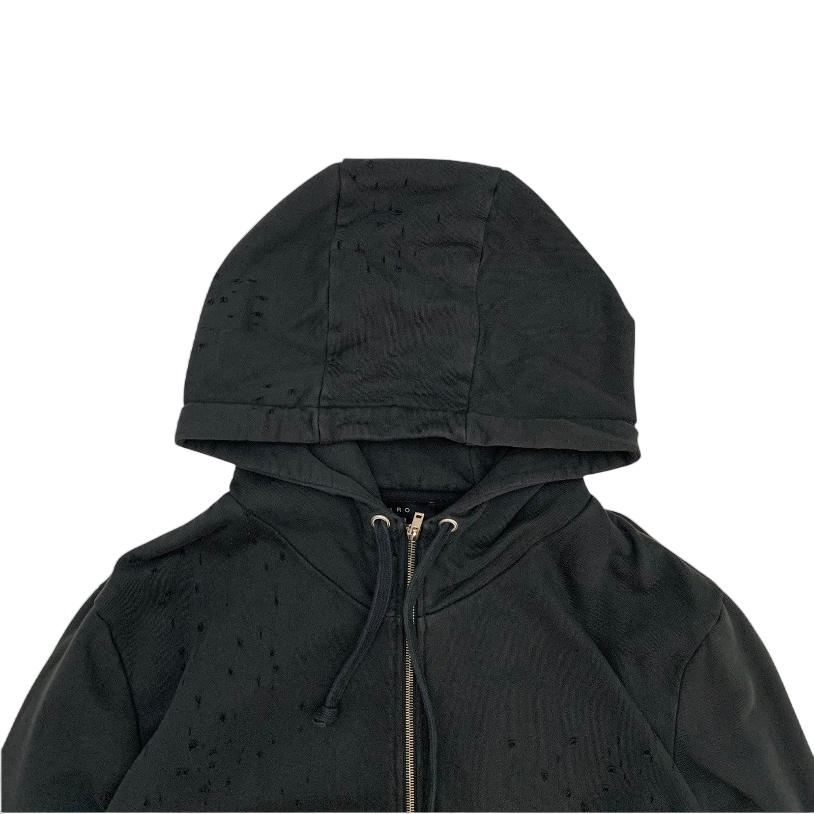 IRO Laslo Distressed Zip Up Hoodie Black (Fits L-XL)