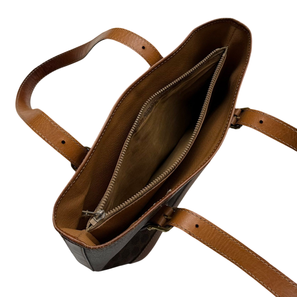 Céline 2008 Macadam Coated Canvas Monogram Tote Bag Brown