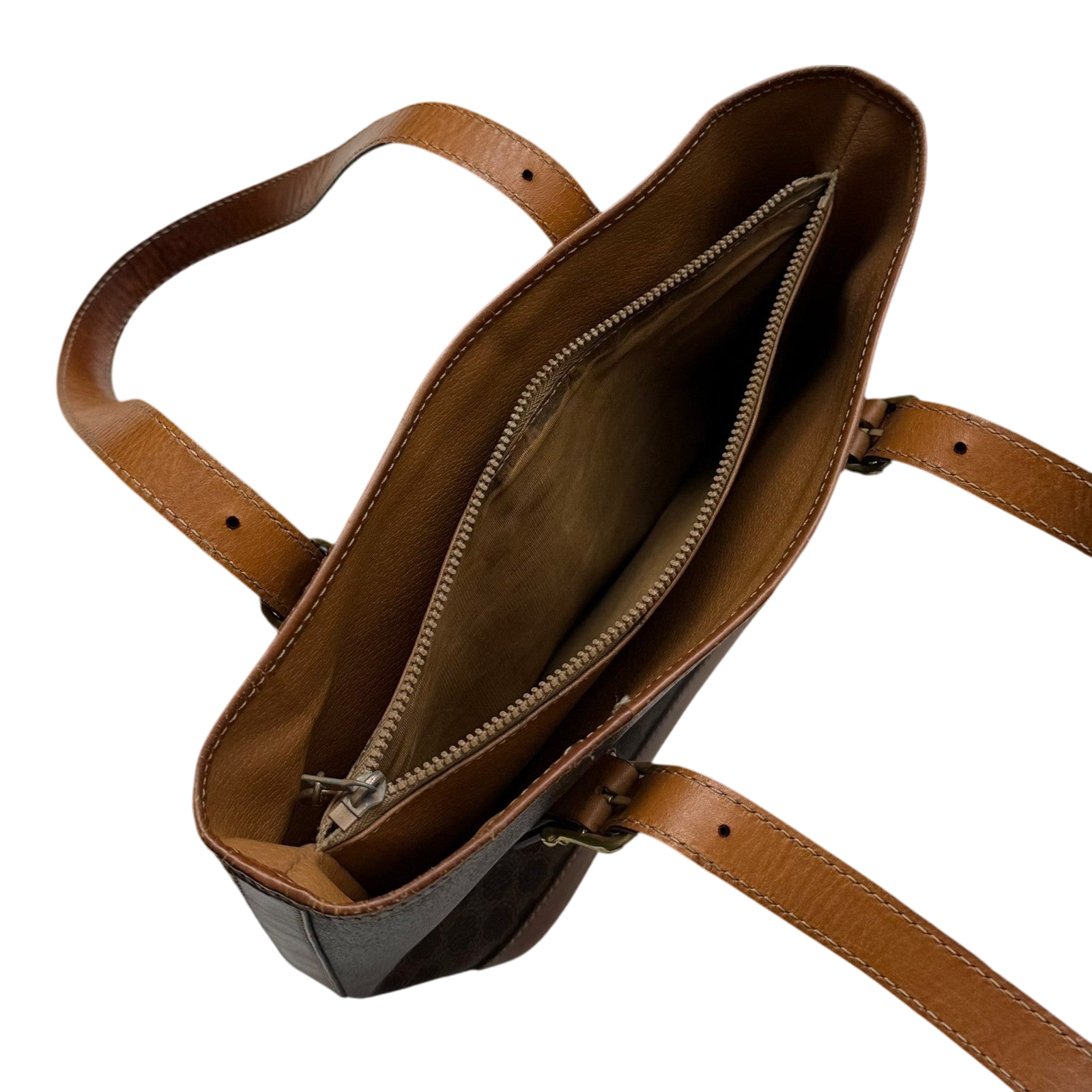 Céline 2008 Macadam Coated Canvas Monogram Tote Bag Brown