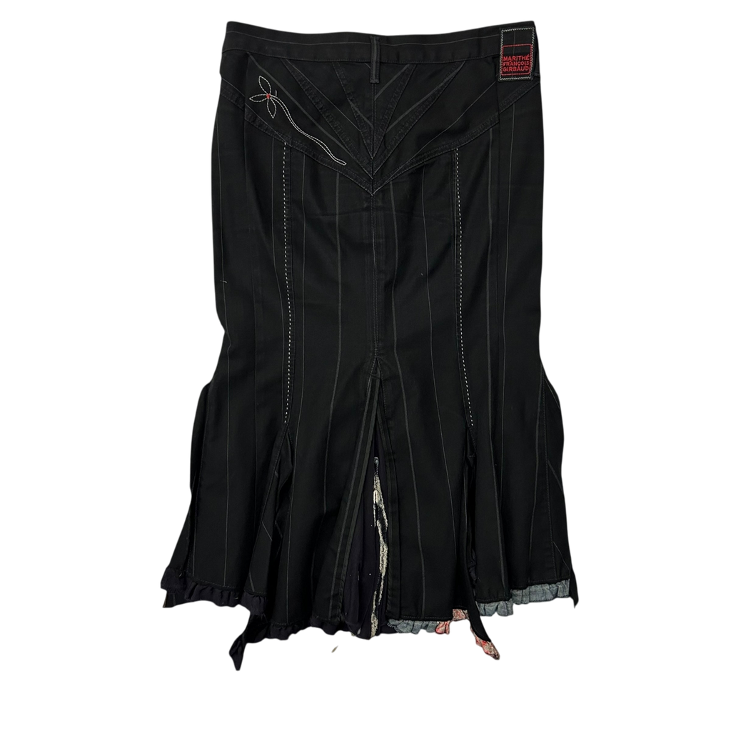 2000s Marithe Francois Girbaud Pinstripe Mermaid Skirt Black (Fits 30)