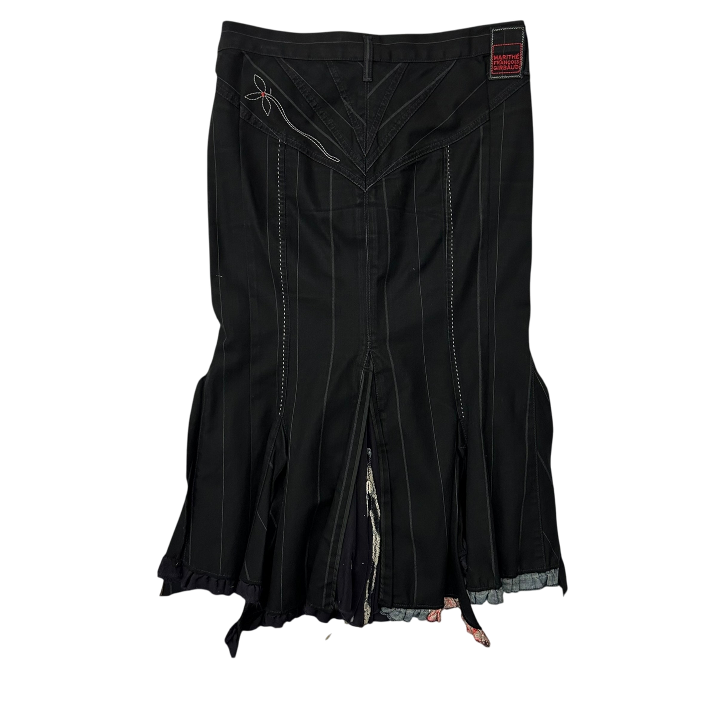 2000s Marithe Francois Girbaud Pinstripe Mermaid Skirt Black (Fits 30)