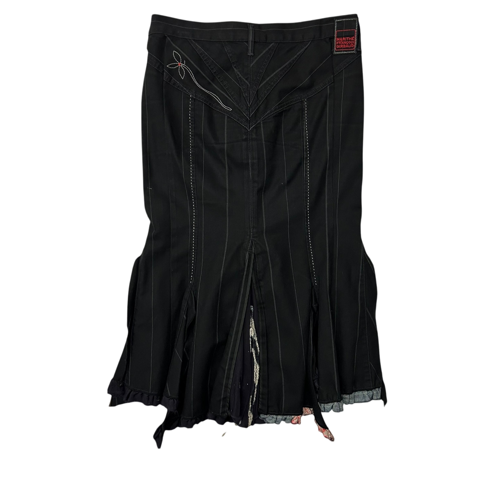 2000s Marithe Francois Girbaud Pinstripe Mermaid Skirt Black (Fits 30)