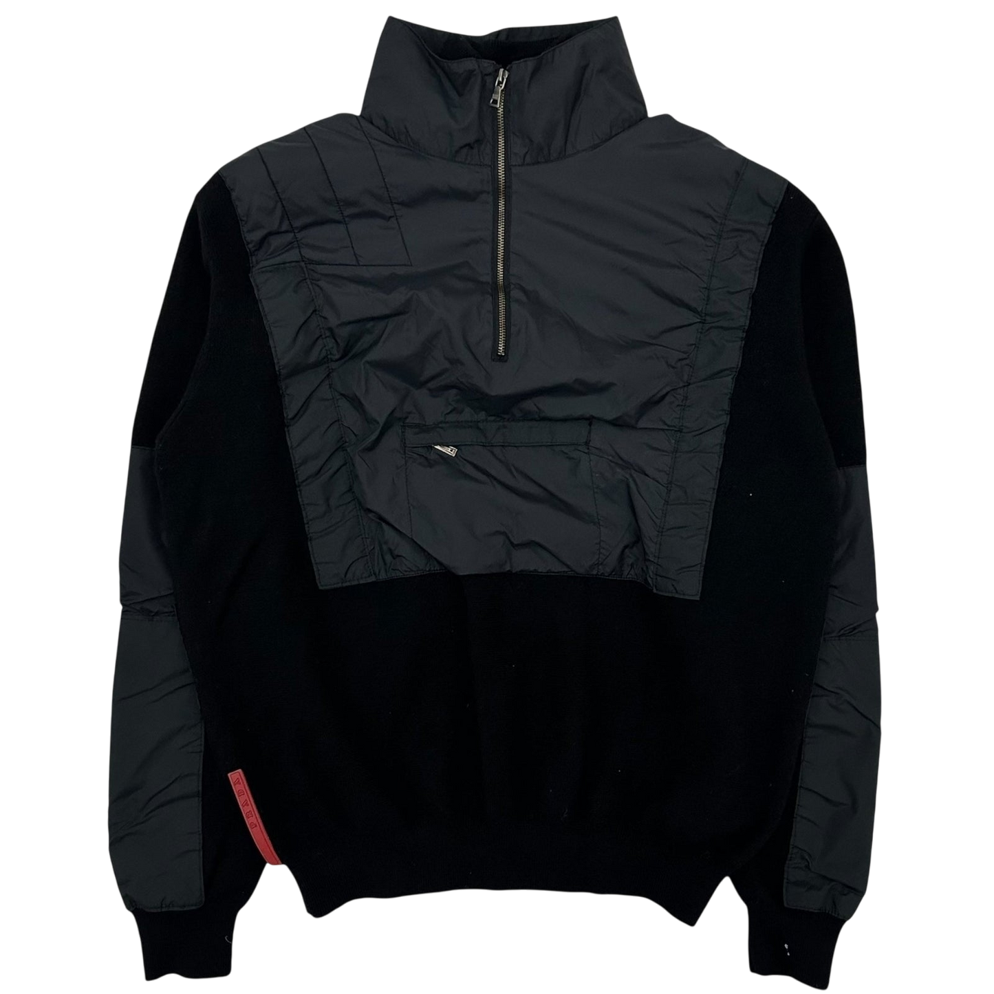 Vintage Prada Sport Layered Wool Nylon Zip Knit Sweater (Fits M)