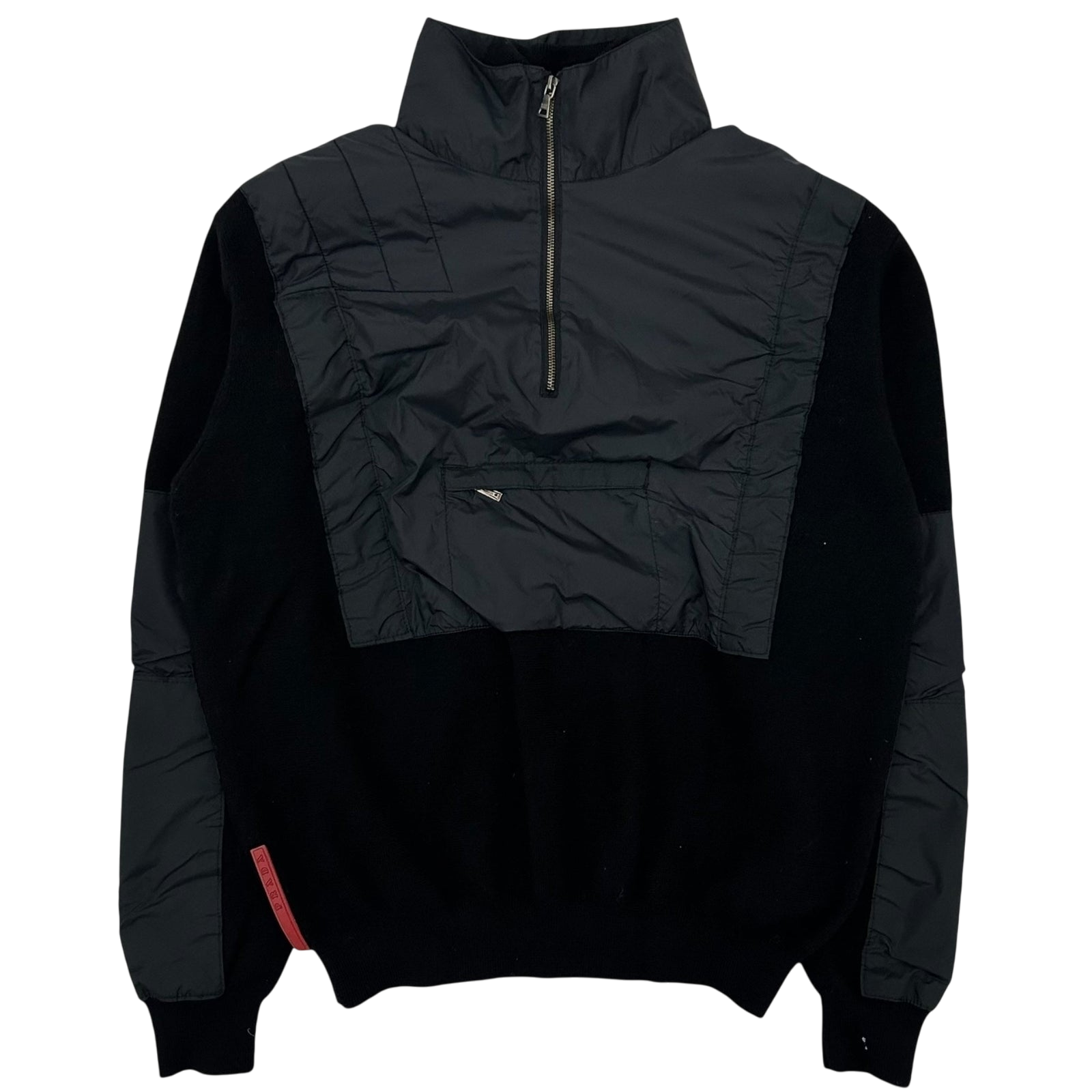 Vintage Prada Sport Layered Wool Nylon Zip Knit Sweater (Fits M)