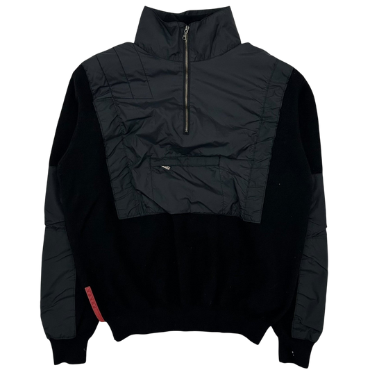 Vintage Prada Sport Layered Wool Nylon Zip Knit Sweater (Fits M)