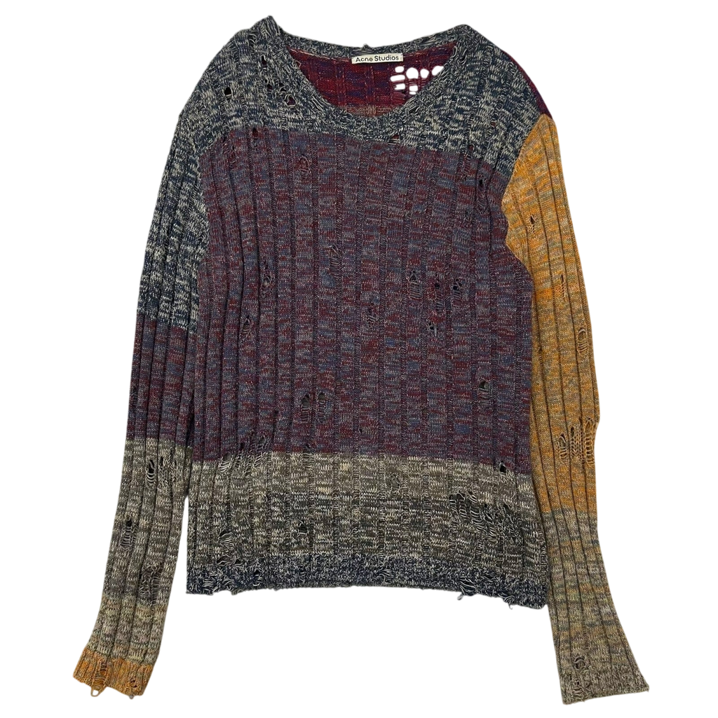 Acne Studios Karlos Distressed Melange Knit Sweater (Fits L-XL)