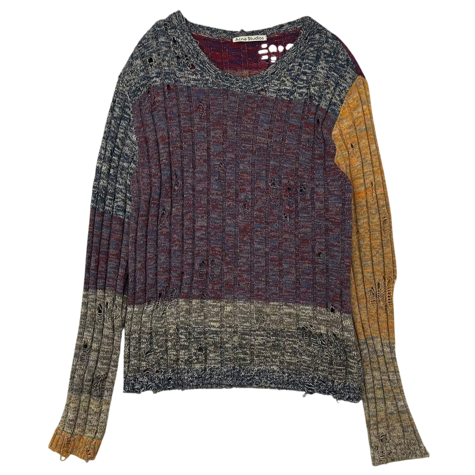 Acne Studios Karlos Distressed Melange Knit Sweater (Fits L-XL)