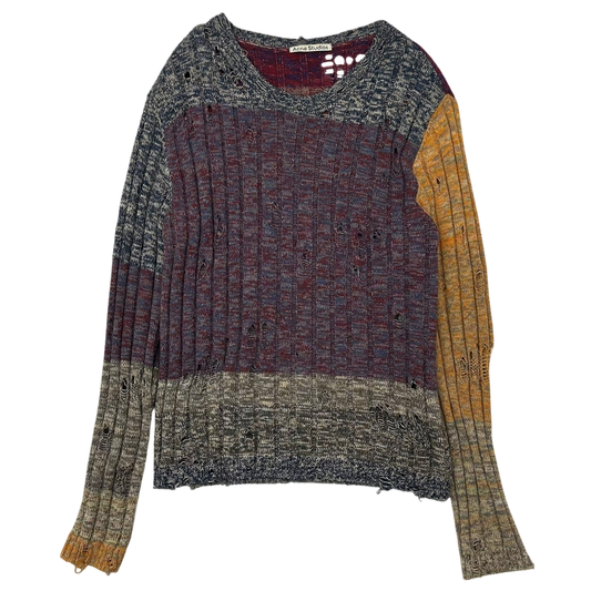 Acne Studios Karlos Distressed Melange Knit Sweater (Fits L-XL)