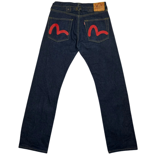 Vintage Evisu Red Daicock Logo Jeans (Fits 32")