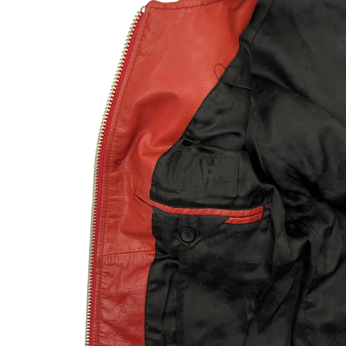 Karl Lagerfeld Goat Leather Biker Jacket Red (Fits M Womens)