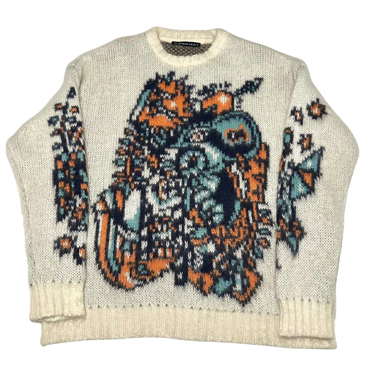 Y/Project White Jacquard Motif Mohair Sweater (Fits XXL)