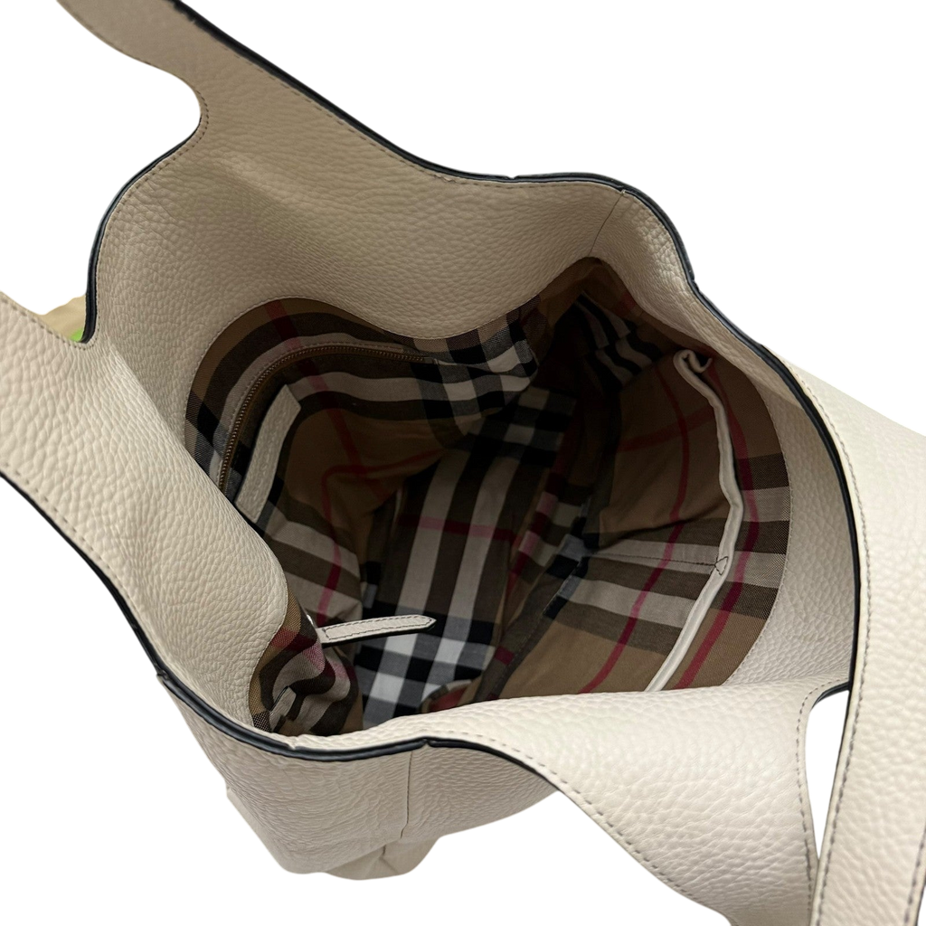 Burberry Grainy Leather Shoulder Bag Cream