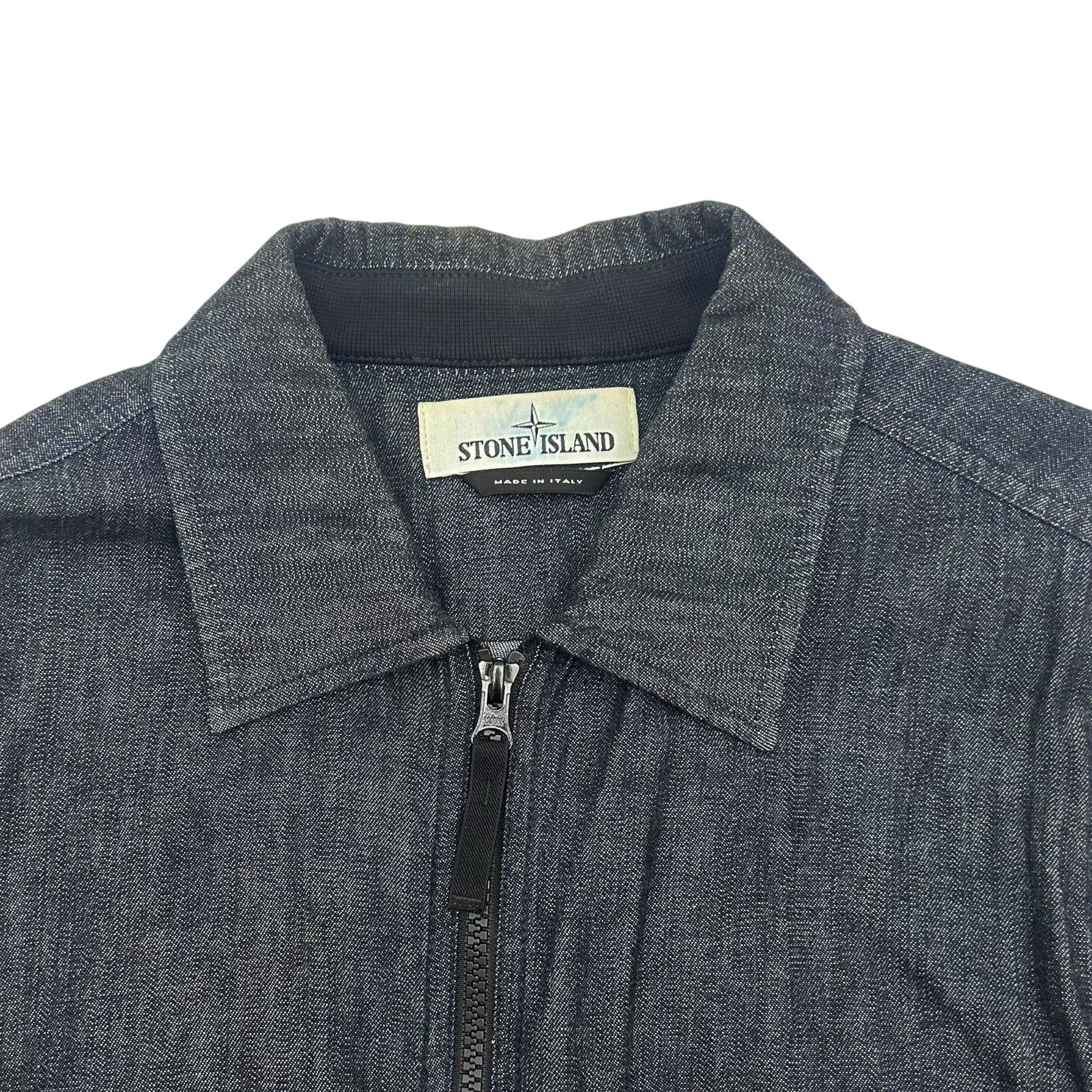 2017 Stone Island Zipped Denim Over-Shirt Navy (Fits M/L)