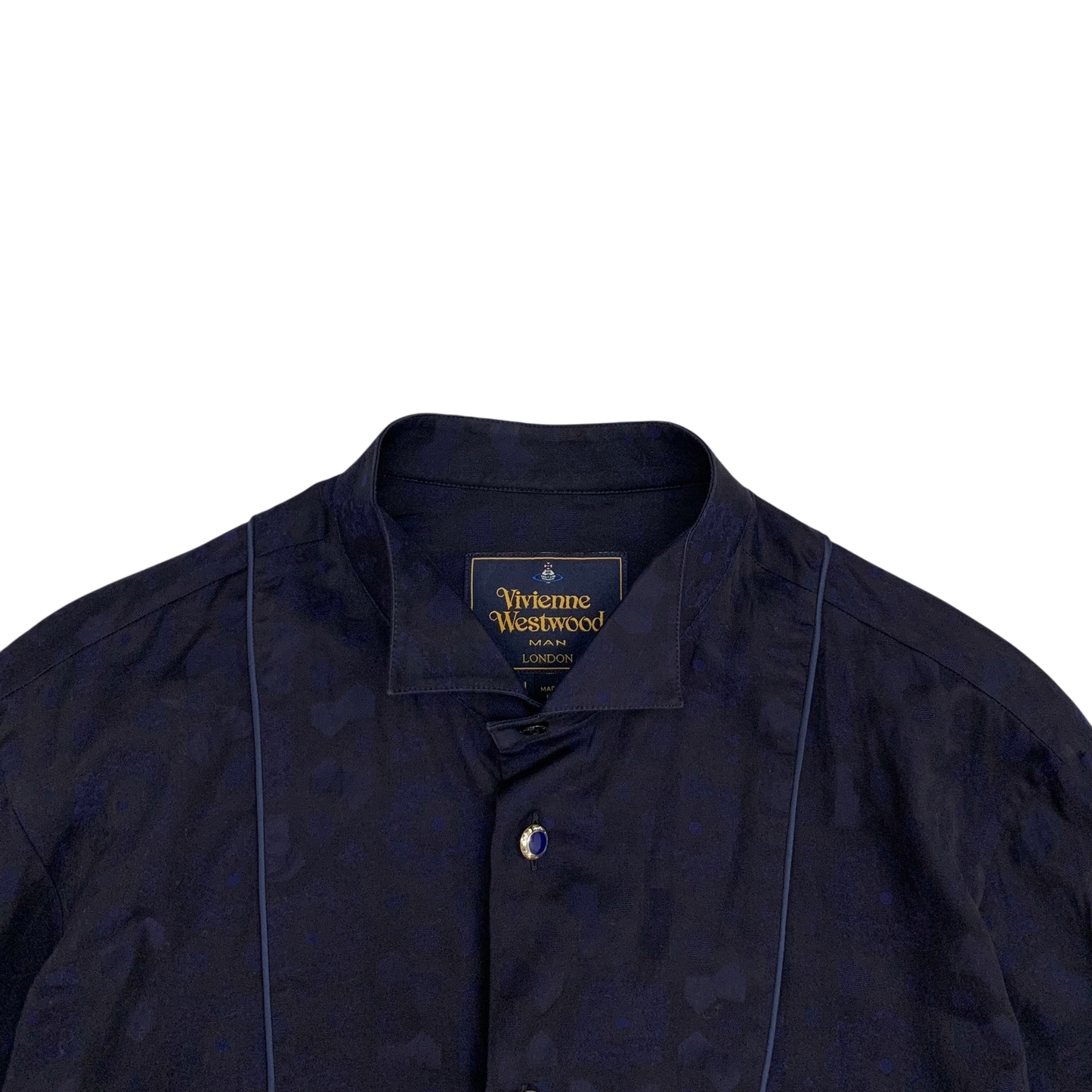 Vivienne Westwood Man Patterned Button-Up Shirt Navy (Fits M)