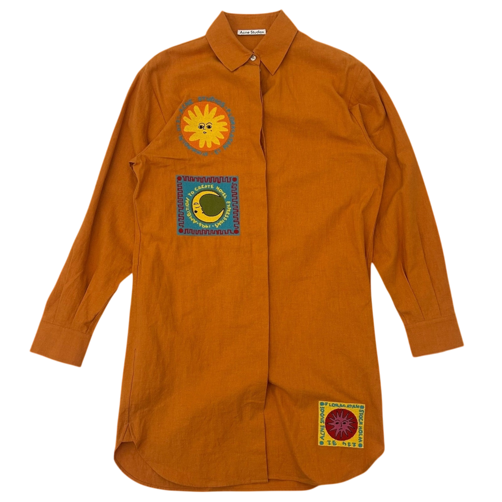Acne Studios Embroidered Shirt Dress Orange (fits S-M womens)
