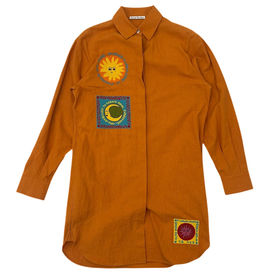 Acne Studios Embroidered Shirt Dress Orange (fits S-M womens)