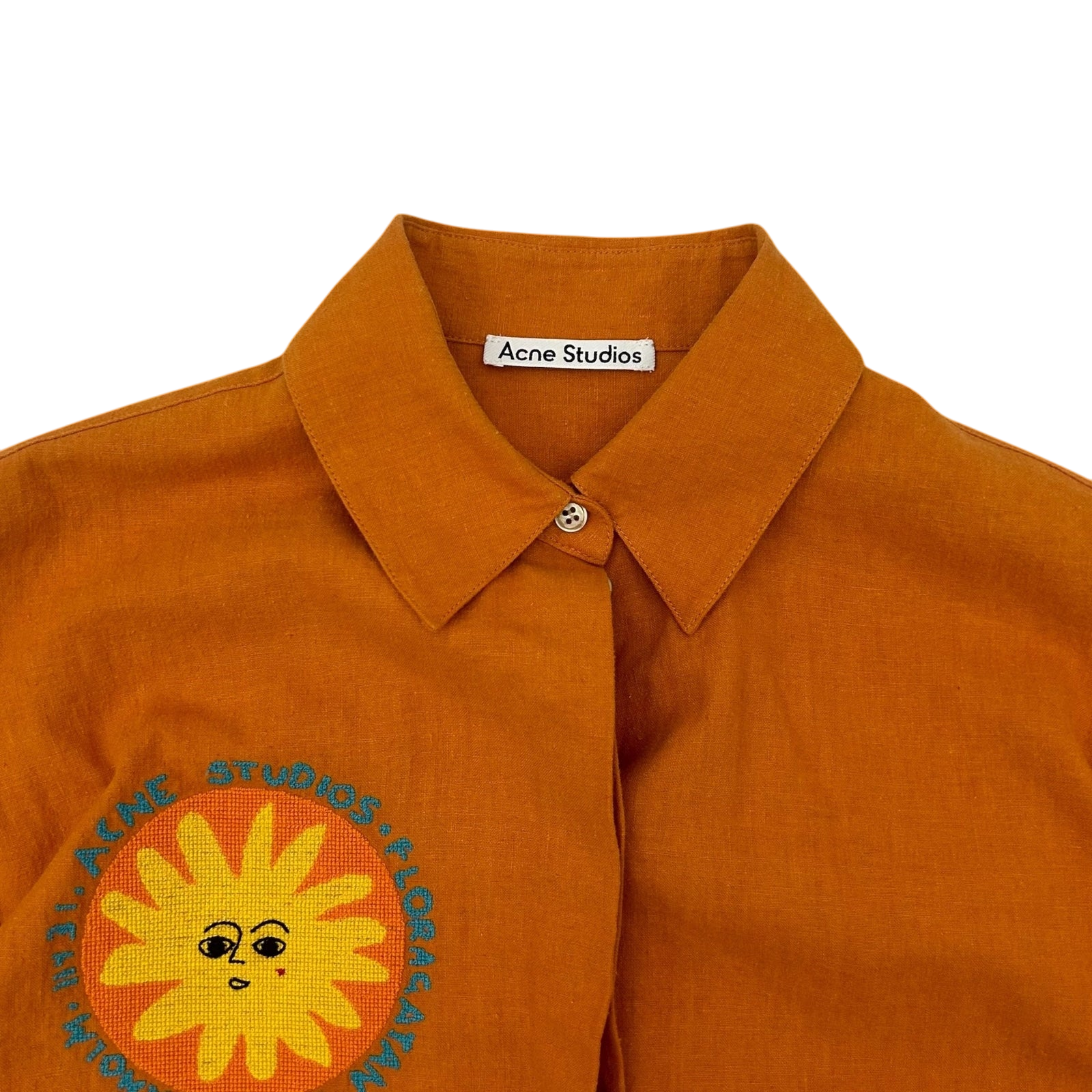 Acne Studios Embroidered Shirt Dress Orange (fits S-M womens)