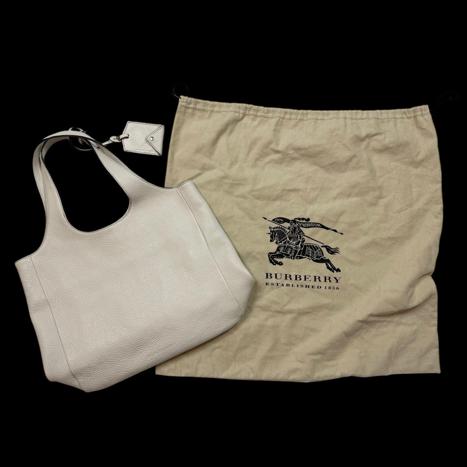 Burberry Grainy Leather Shoulder Bag Cream
