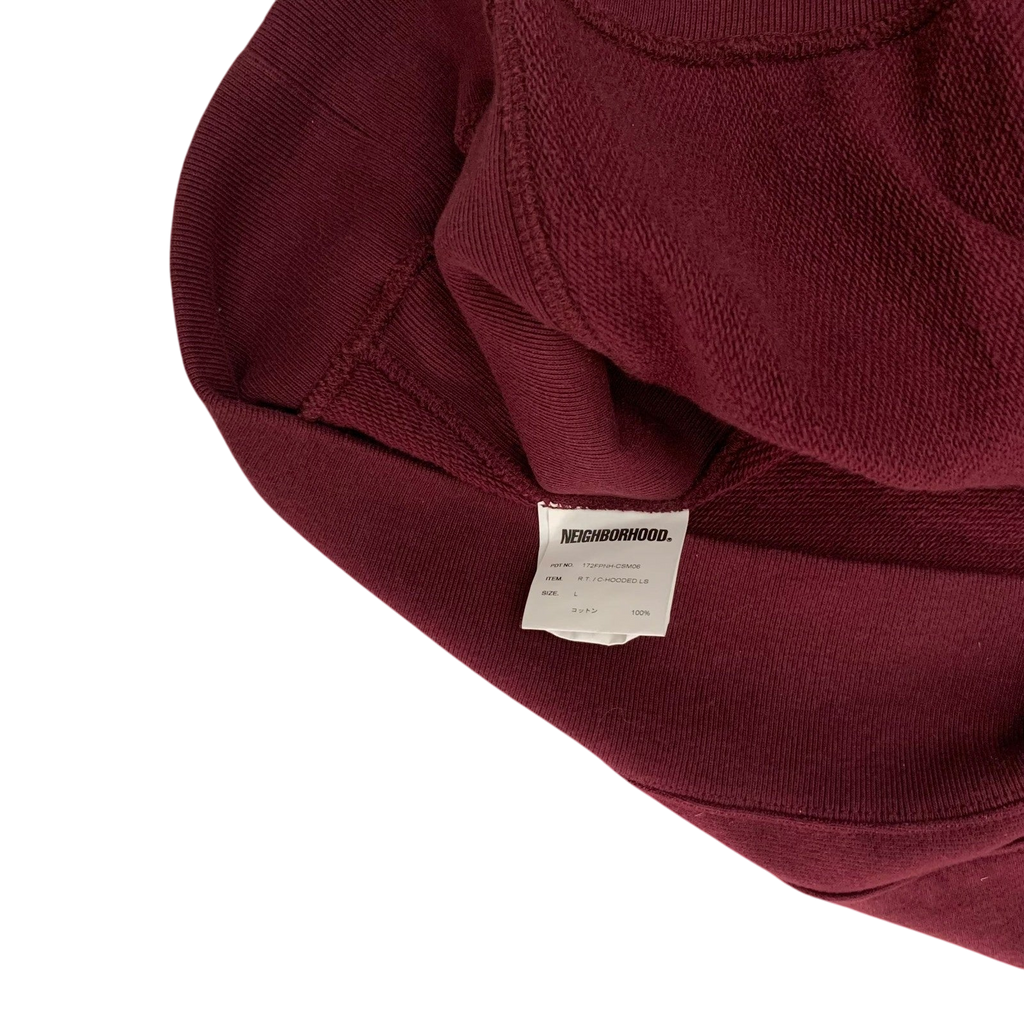 Neighbourhood AW17 Border Sleeve Pullover Hoodie Burgundy (Size L)