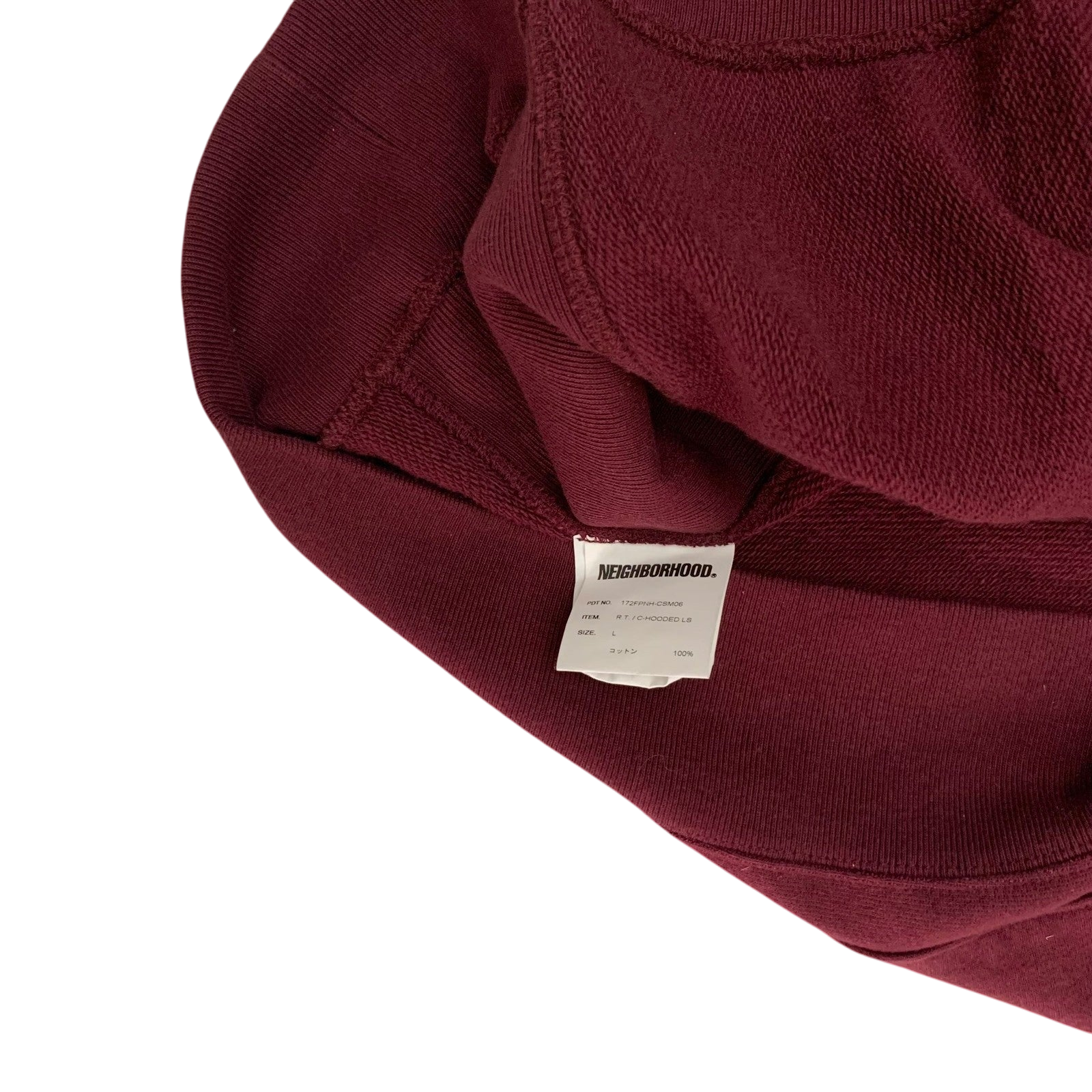 Neighbourhood AW17 Border Sleeve Pullover Hoodie Burgundy (Size L)