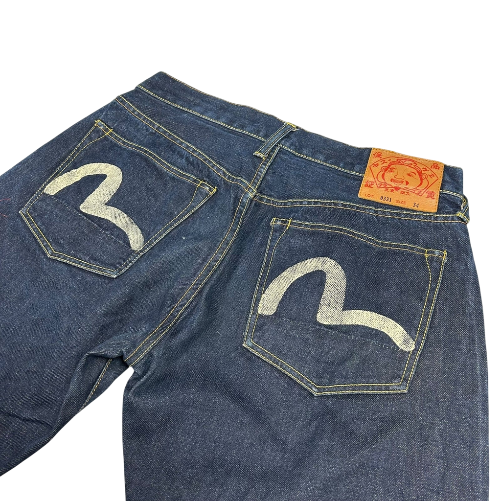 Vintage Evisu White Daicock Pocket Logo Selvedge Denim Jeans (Size 32")