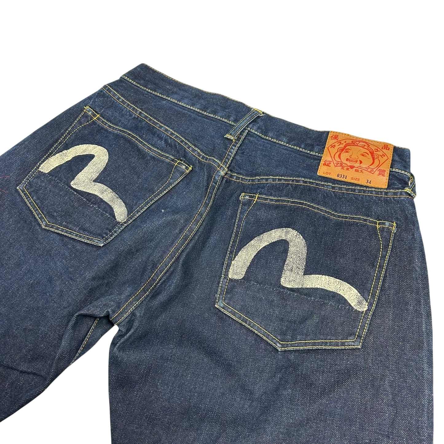 Vintage Evisu White Daicock Pocket Logo Selvedge Denim Jeans (Size 32")
